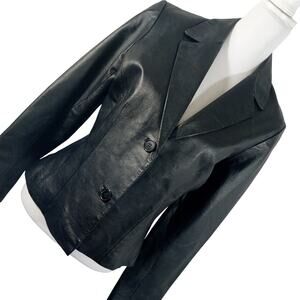 COLEBROOK! LUXURIOUS BLACK GENUINE LEATHER 2 BUTTON JACKET, COAT! SZ S